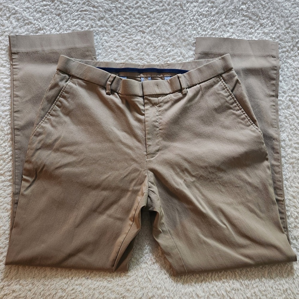 Tommy Hilfiger Mens Khaki Performance Chino Pants 34W x 30L Tan Stretch Straight